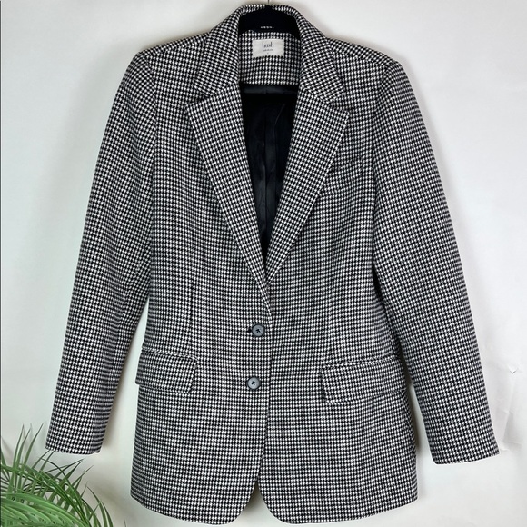 Hush Jackets & Blazers - Hush UK Houndstooth Blazer Two Button Black White UK 12 US 8 Wool Blend